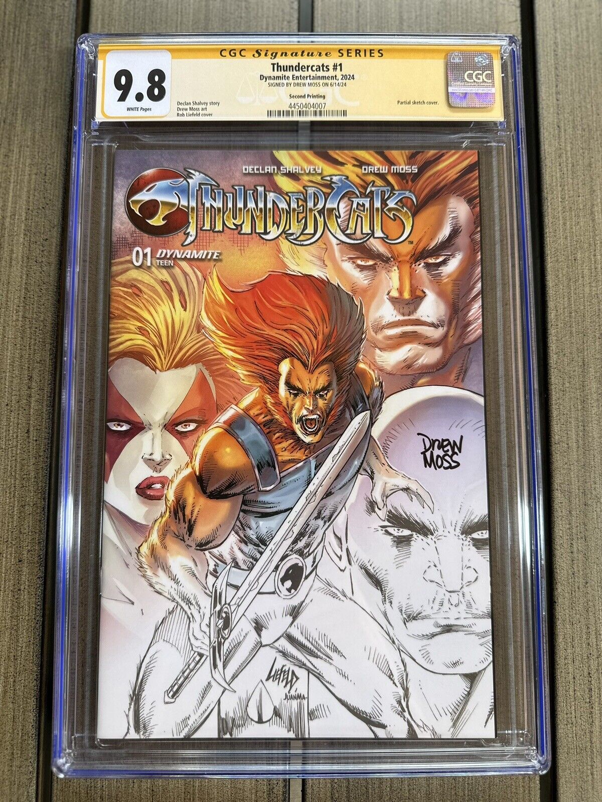 Thundercats #1 CGC 9.8 🔥Drew Moss Signature🔥Rob Liefeld Partial Sketch Cover