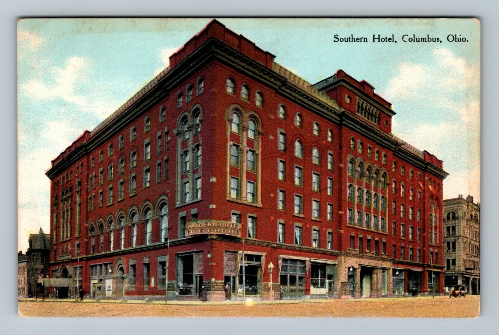 Columbus OH-Ohio, Southern Hotel, Period Auto, Antique Vintage Souvenir Postcard