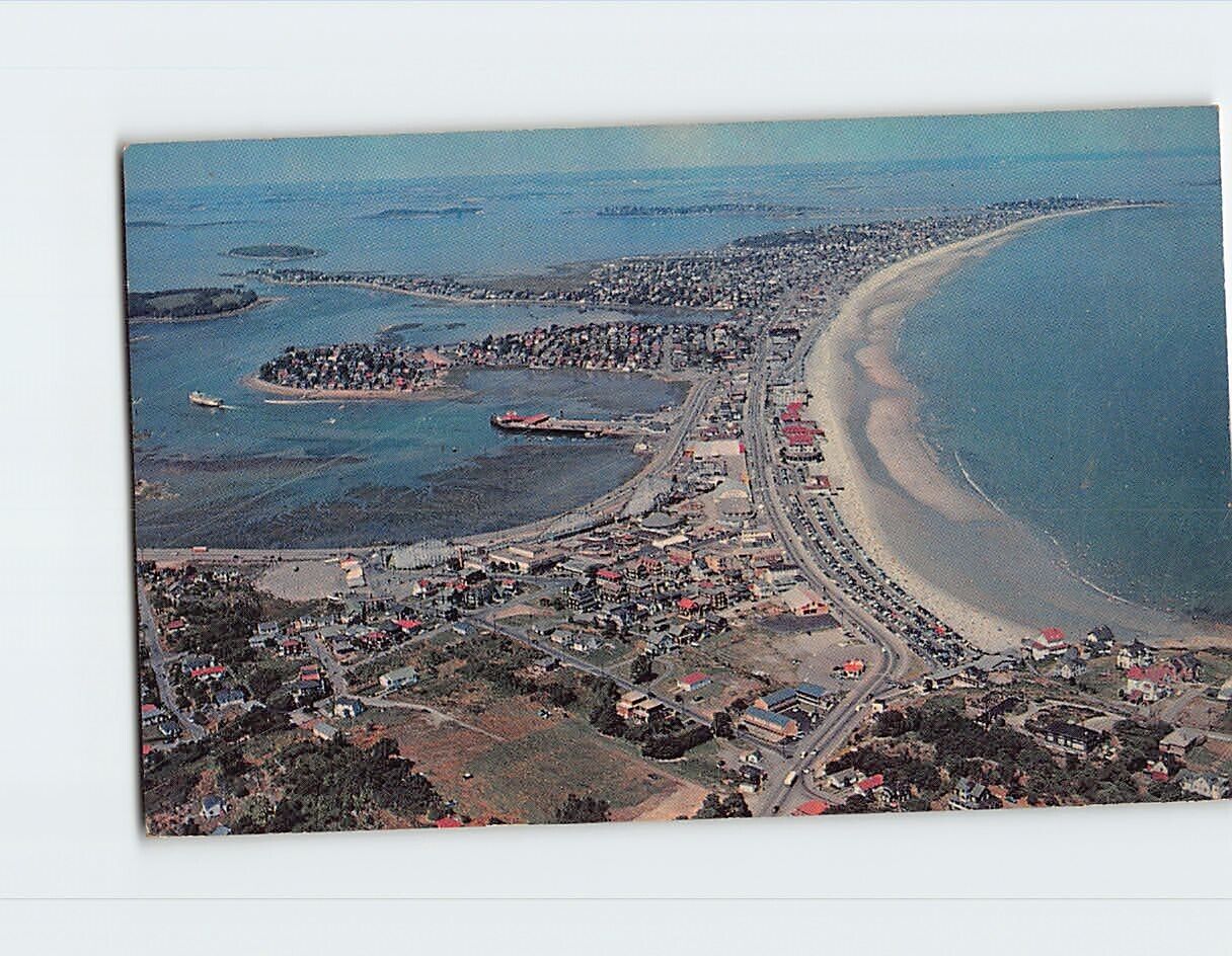 Postcard Aerial View Showing Amusement Area Nantucket Beach Massachusetts USA