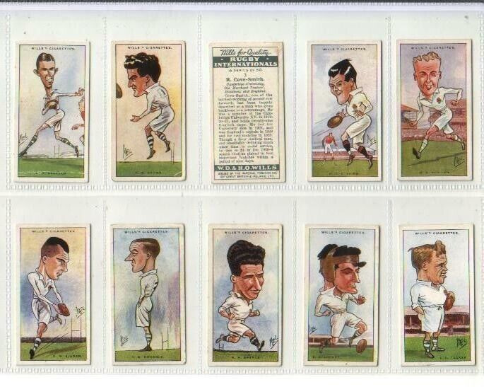 1929 W.D. & H.O. WILL\'S CIGARETTES RUGBY INTERNATIONALS 50 TOBACCO CARD SET