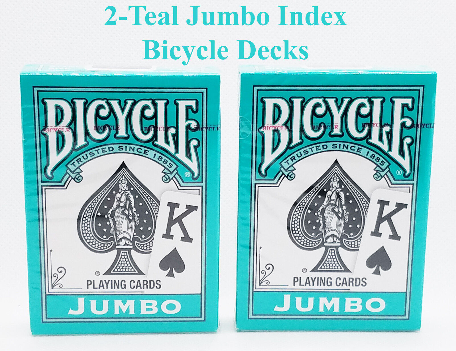 OVERSTOCK SALE 2-Teal Bicycle Jumbo Index Deck Playing Cards