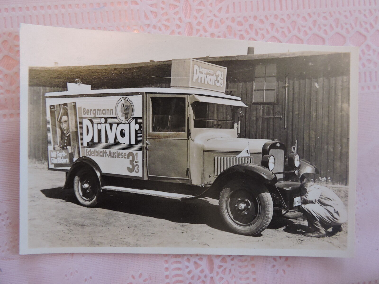 1920s Prival Film Ad Truck Germany Opel Auto RPPC Post Card