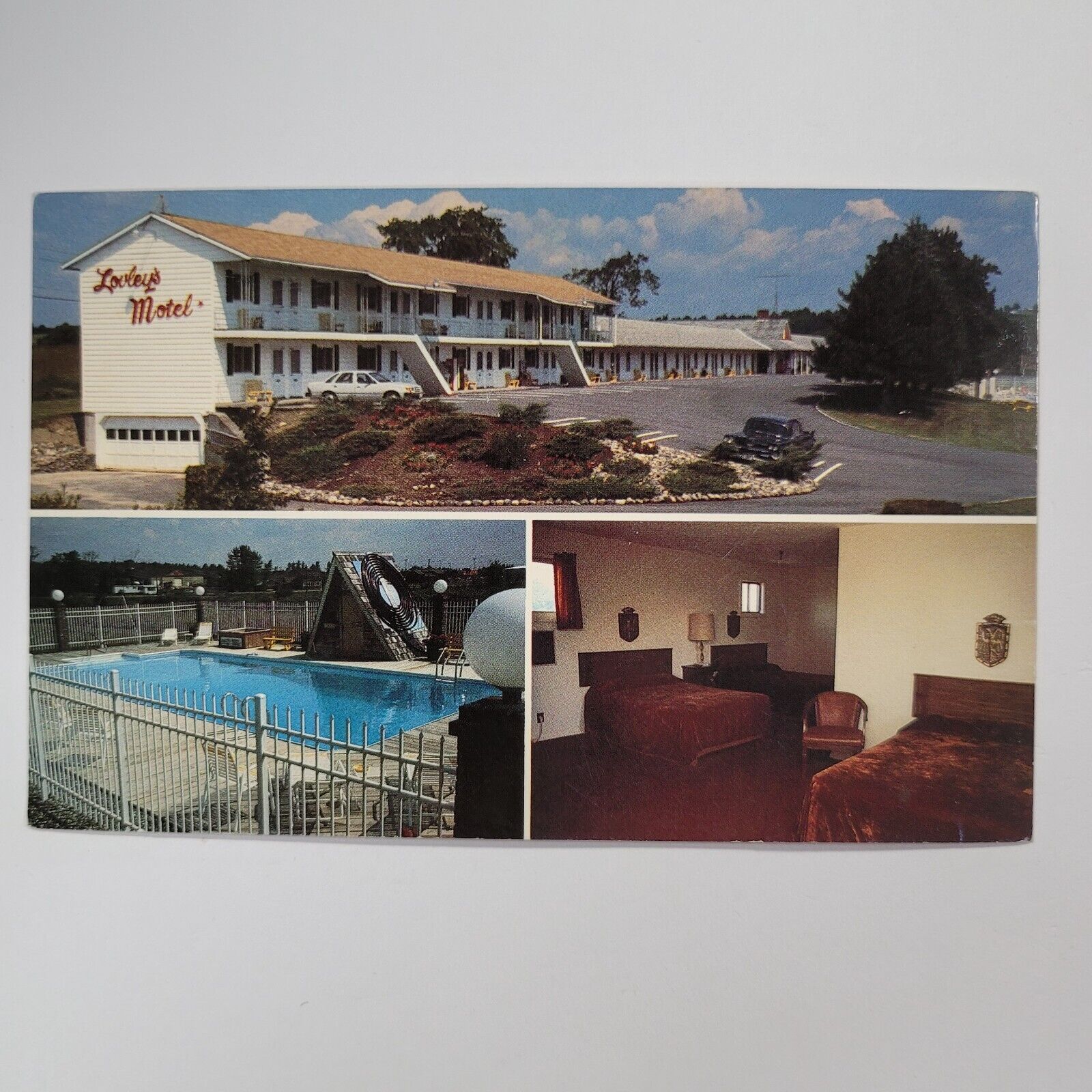 Vintage Postcard Lovley\'s Motel Swimming Pool Room View Newport Maine
