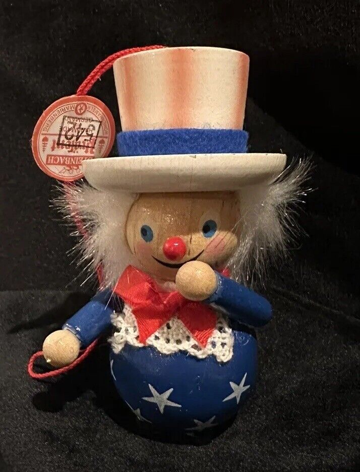Vintage German STEINBACH 4th Of July UNCLE SAM Ornament With Label 542 READ