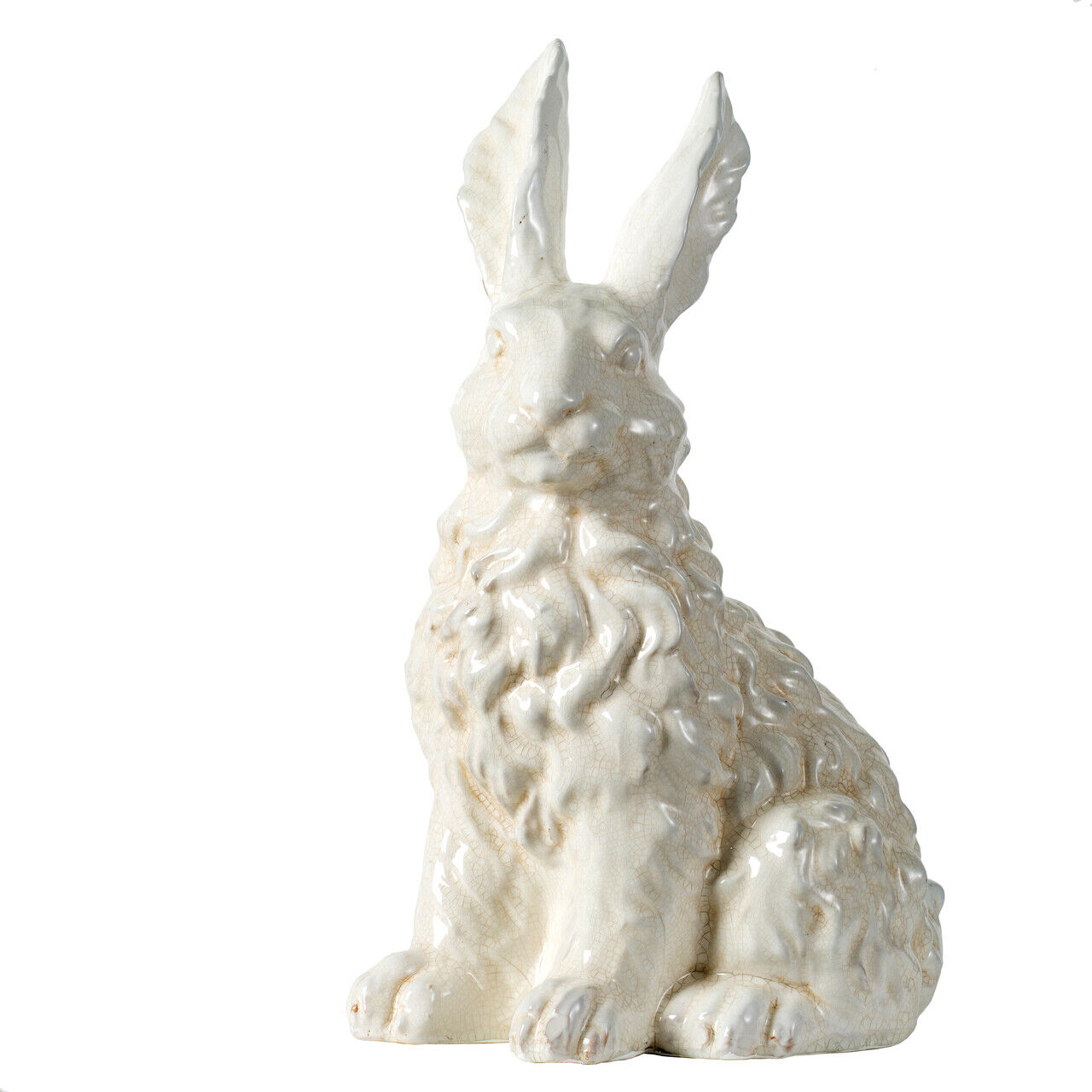 A&B Home White Ceramic Rabbit Bunny Statue 12.5X7.5X14\