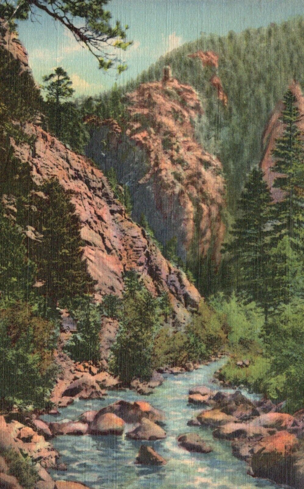 Postcard CO Depths of Boulder Canyon Glacier Circle Trip 1945 Vintage PC G3730