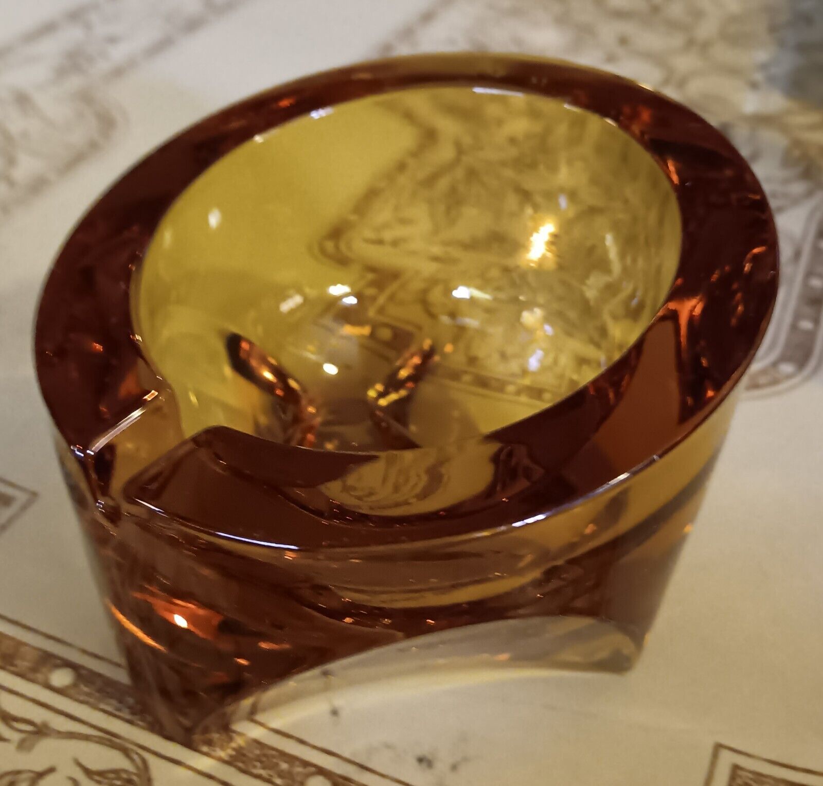Vintage Viking Amber Glass Atomic Orb Ashtray