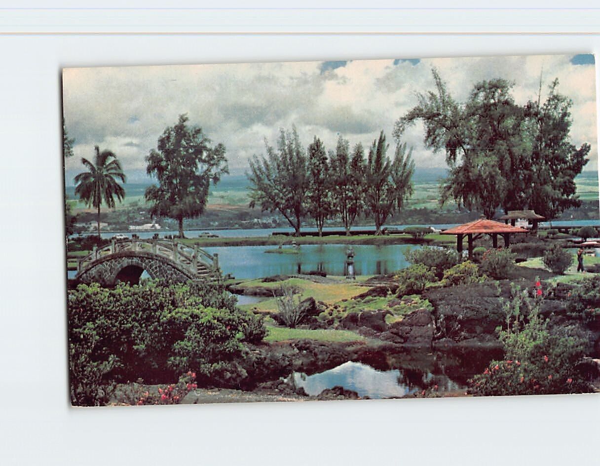 Postcard Beautiful Liliuokalani Park on the shores of Hilo Bay, Hilo, Hawaii