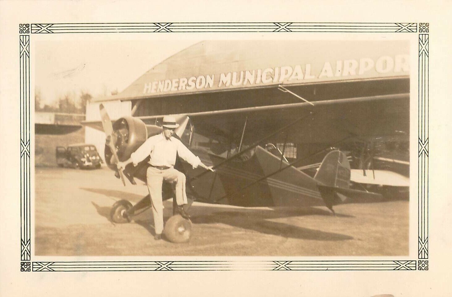 Porterfield 35 1940s B&W Photo Pilot in White Prop Airplane Henderson TX Vintage