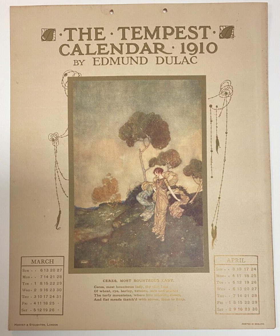 Edmund Dulac (1882-1953) THE TEMPEST SHAKESPEARE Calendar 1910 March April