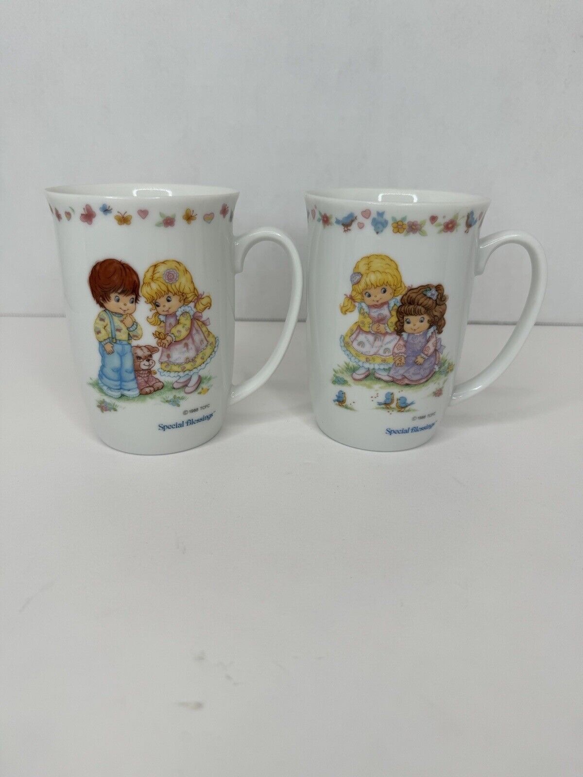 Special Blessings  (2) Mug Coffee Cup Porcelain Love Friendship 1988 Vintage
