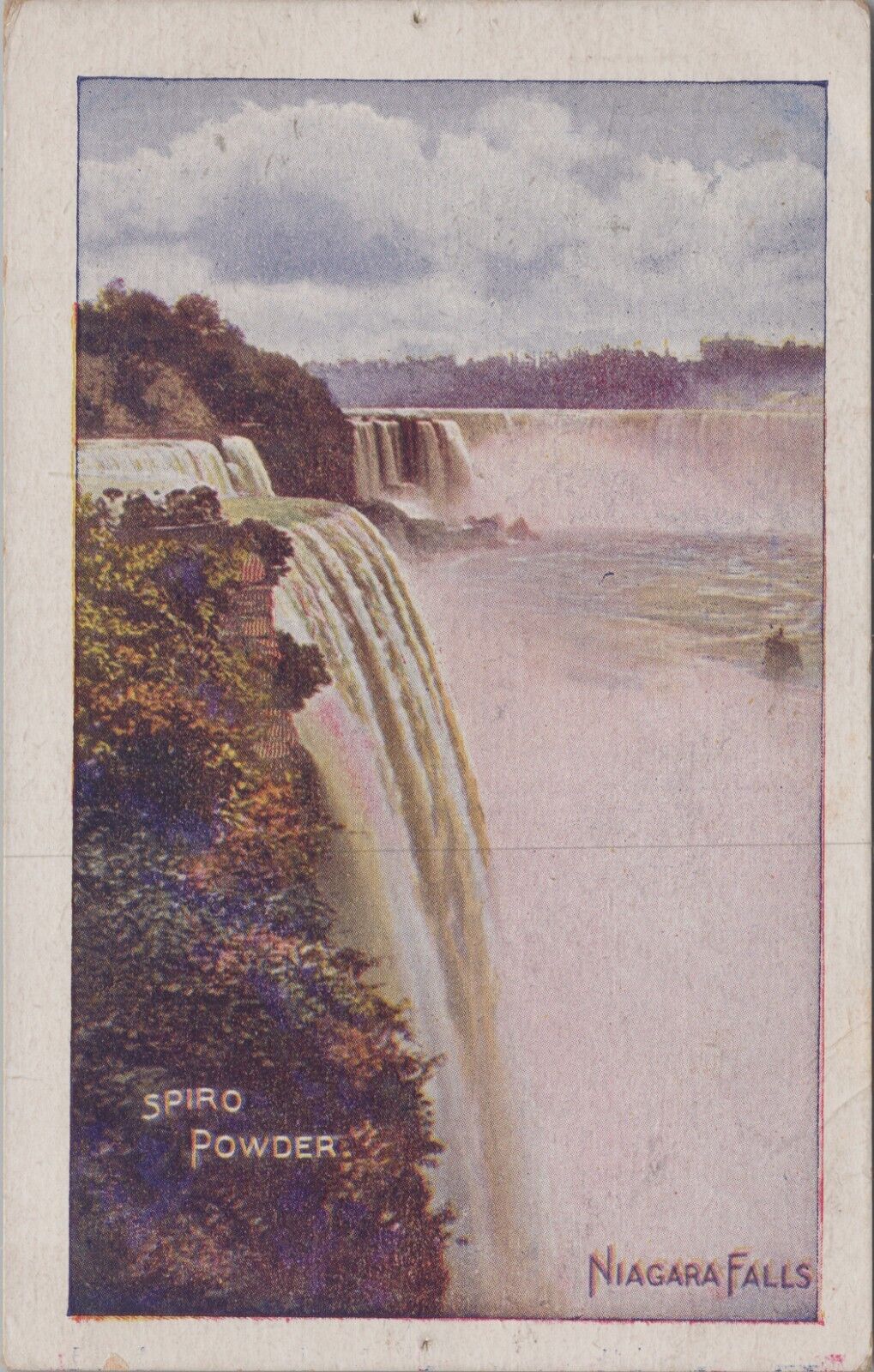 Niagara Falls NY Spiro Powder Advertising Text on Front c1905 Postcard 8323.1