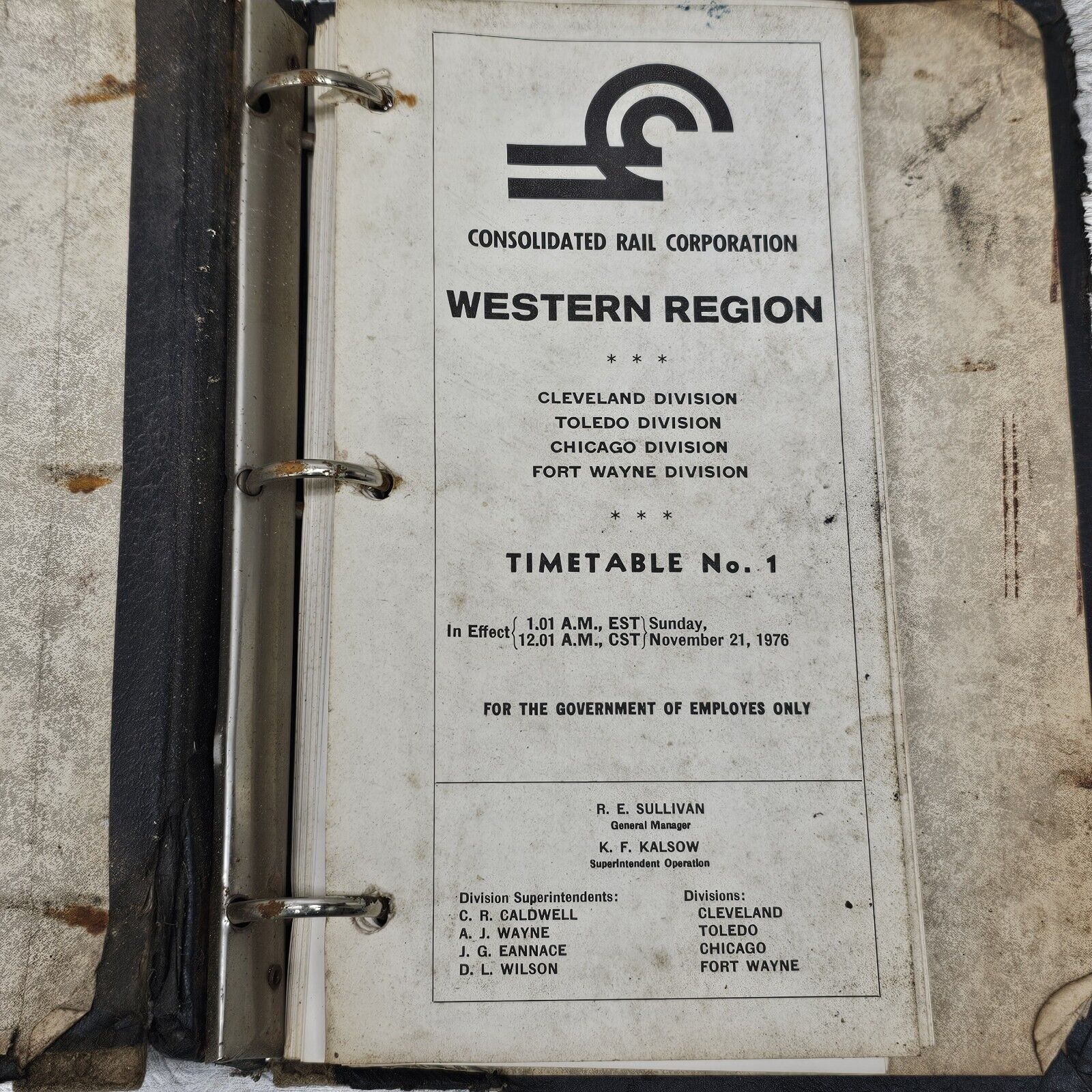 Vintage 1976 Consolidated Rail Corporation Conrail Western Region Timetable No 1