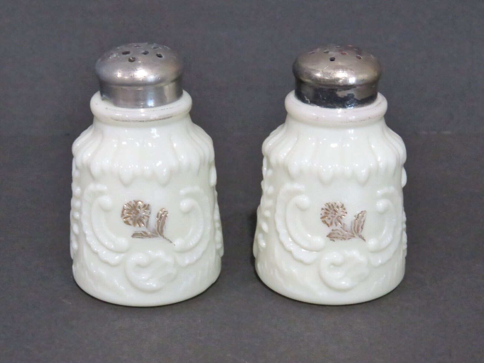Northwood Louis XV Custard Glass Salt & Pepper Shakers