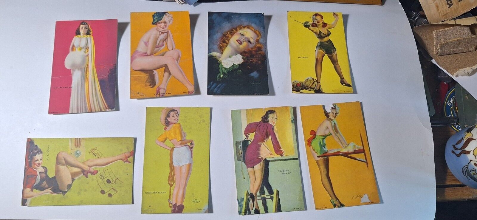 Vintage Mutoscope Arcade Cards Glamor Girl Series 1940 Lot of 8 - E. Moran