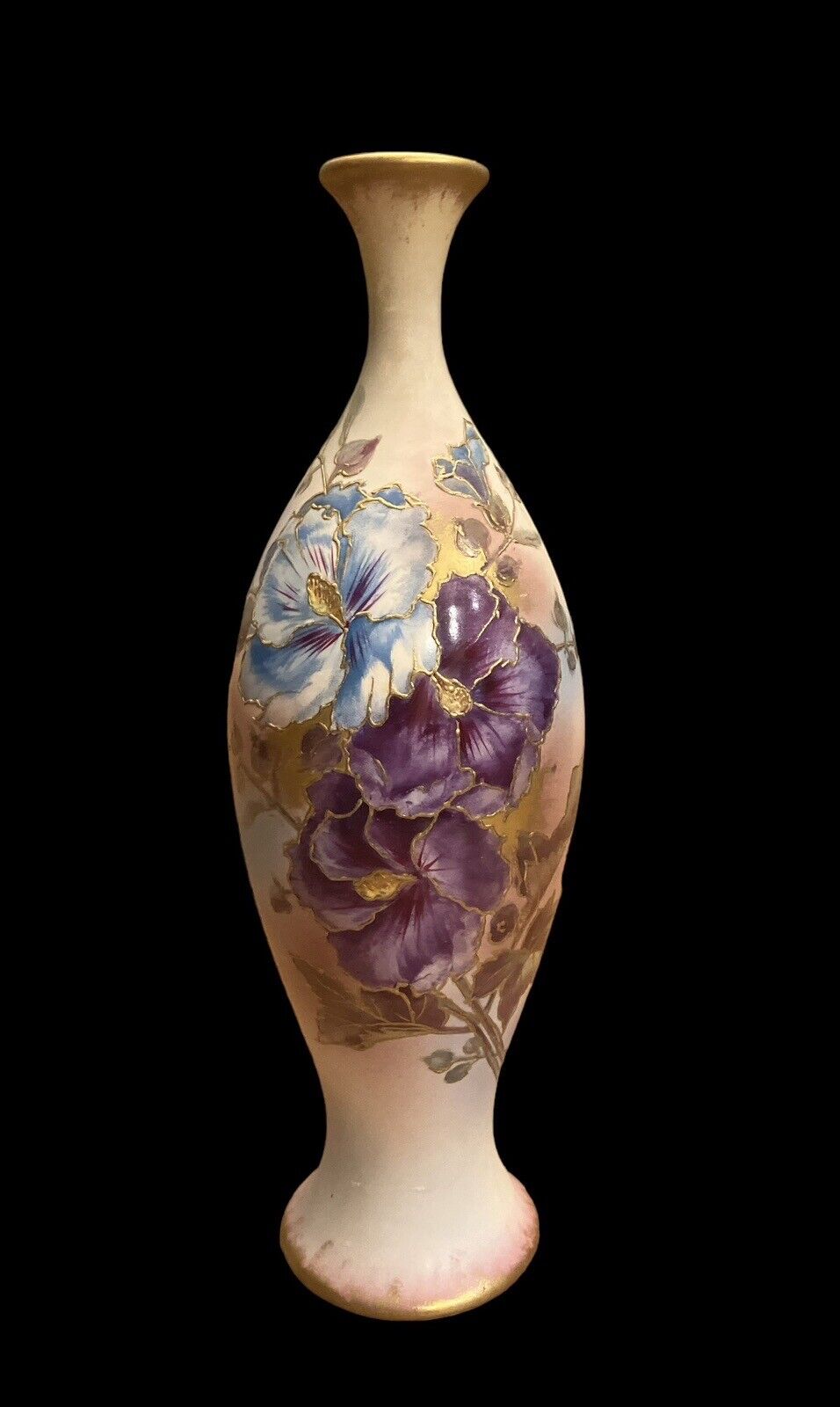 Antique Royal Bonn Franz Anton Mehlem Art Nouveau Hand Painted Vase Germany Iris