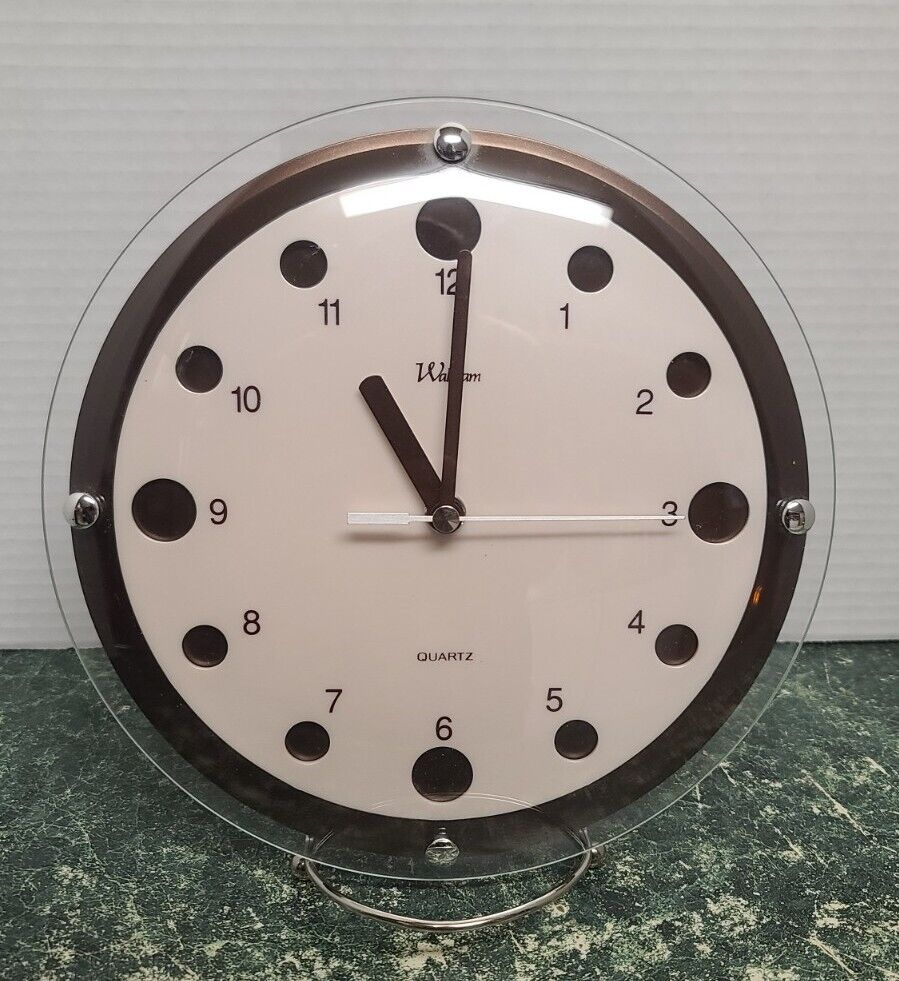 Waltham Glass Dome Wall Round Clock Metal Dial 9\