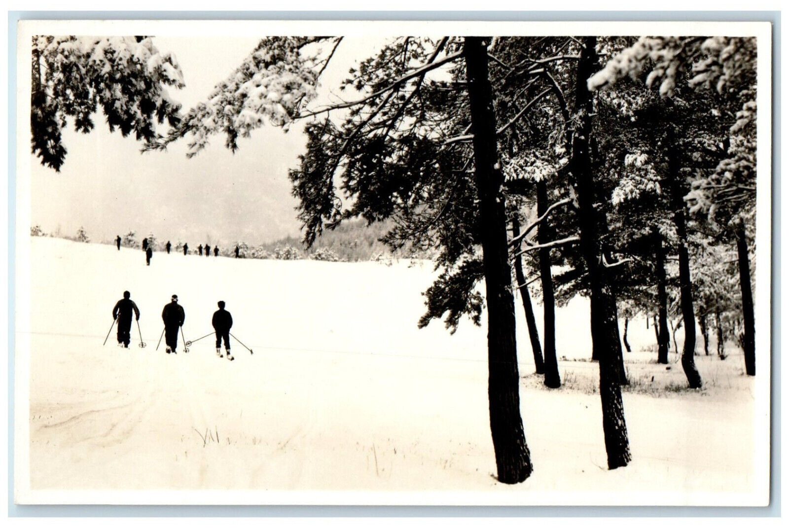 c1930's Skiing Ground Near Kusatsu Spa Japan Vintage RPPC Photo Postcard