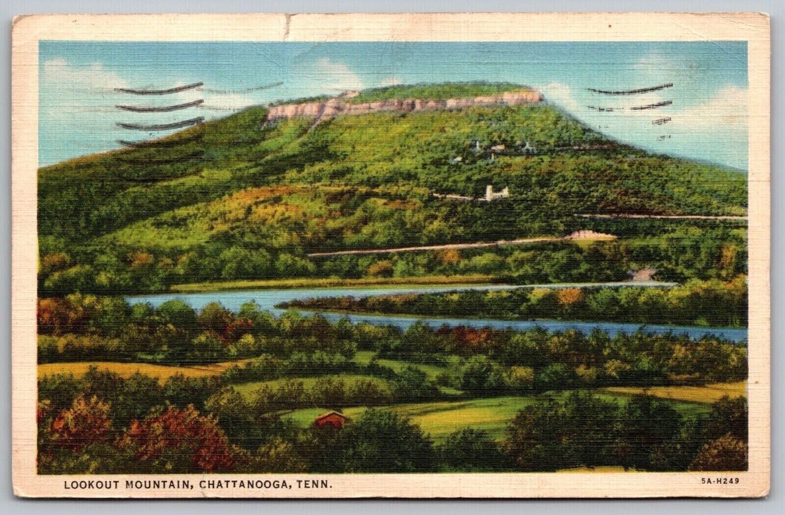 Chattanooga Tennessee Lookout Mountain Scenic Landmark Linen Cancel WOB Postcard