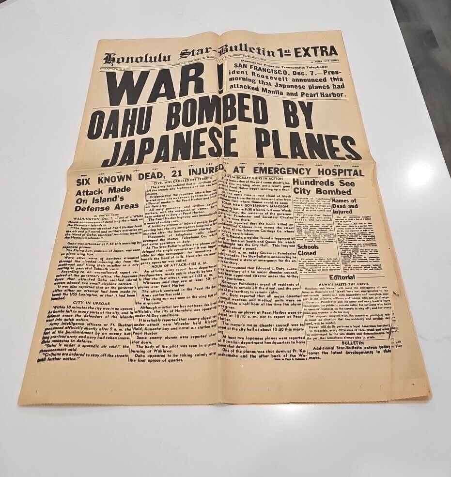 1941 Honolulu Star- Bulletin 12/07/1941 1st EXTRA