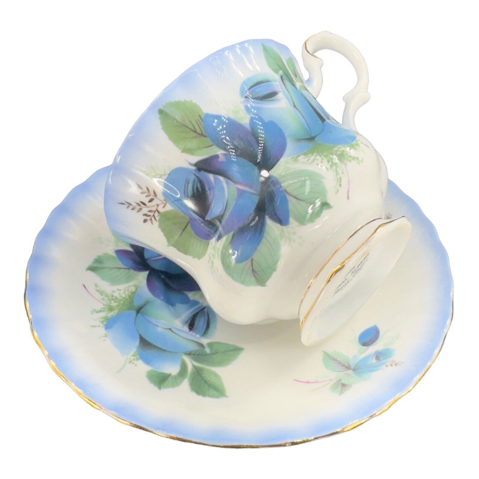 Vintage Royal Albert Porcelain Bone China Teacup And Saucer Set Blue Flowers VTG