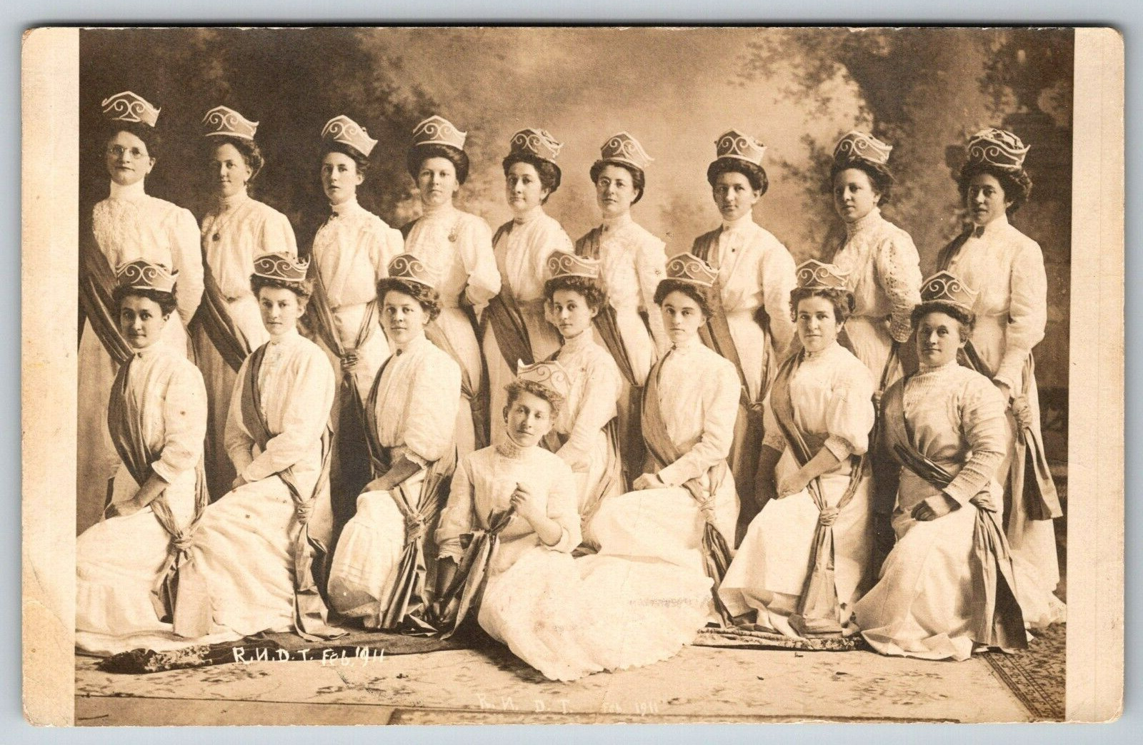 1911 Ladies Royal Neighbor Drill Team New Holstein WI RPPC Real Photo Postcard