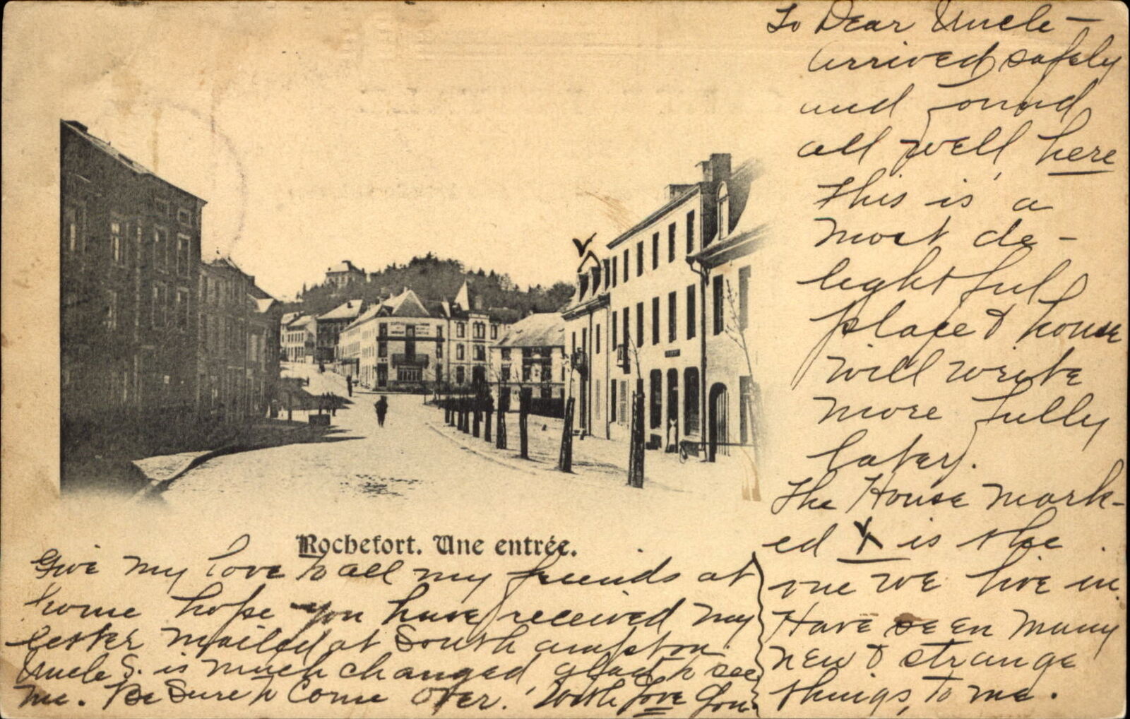 Rochefort Namur Belgium ~ UDB postcard mailed 1900