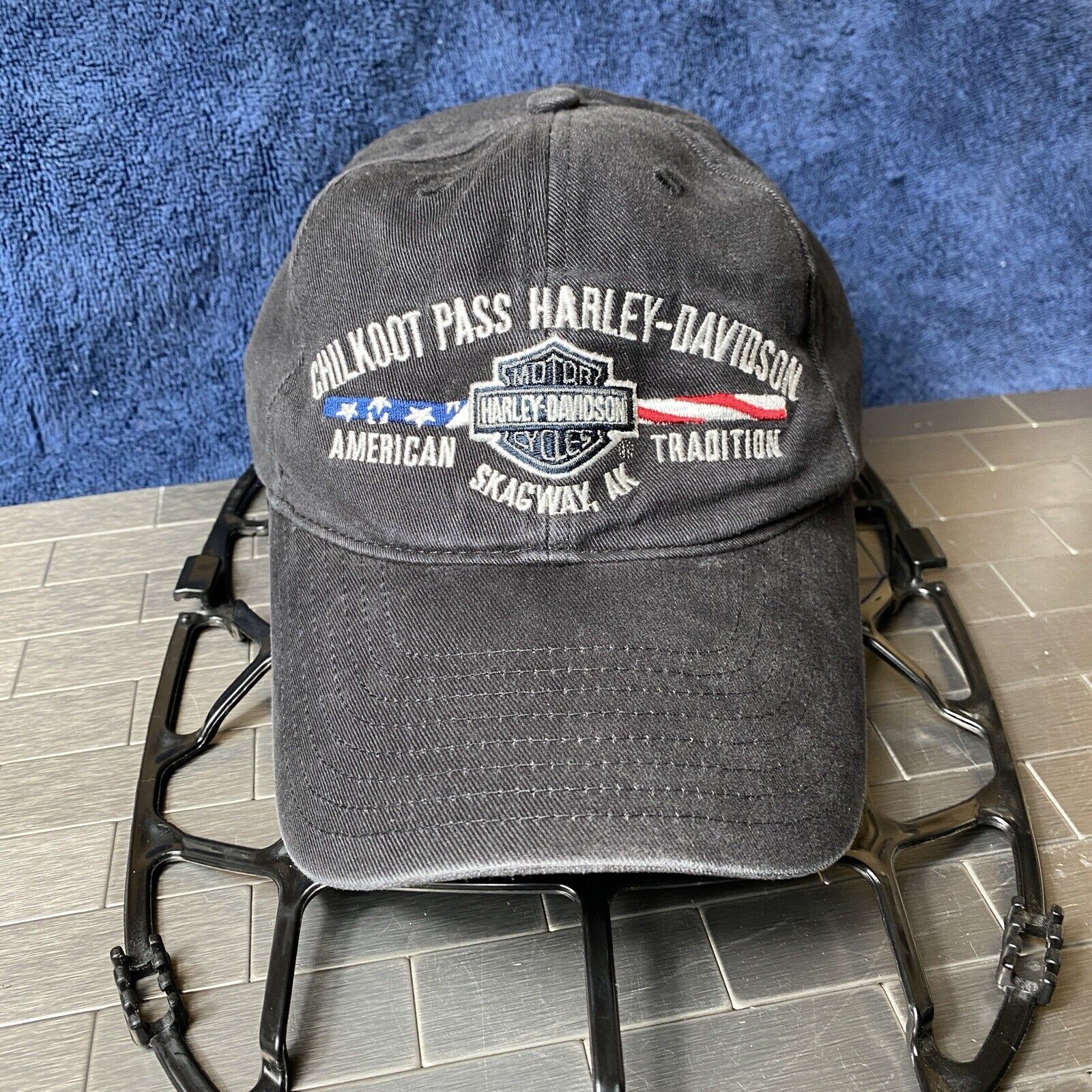 Harley Davidson Motorcycles Hat Chilkoot Pass Alaska Black Cap Adjustable
