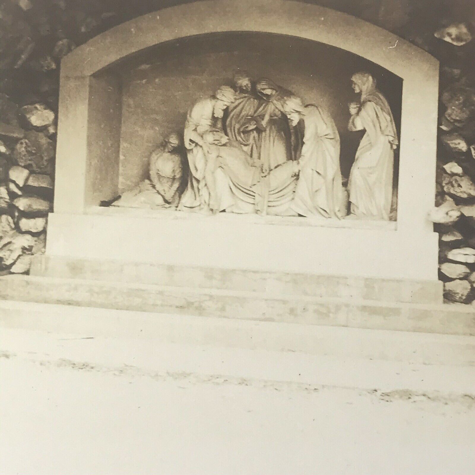 Vintage Black and White Photo Death Of Jesus Christ Sculpture Religious Snapshot
