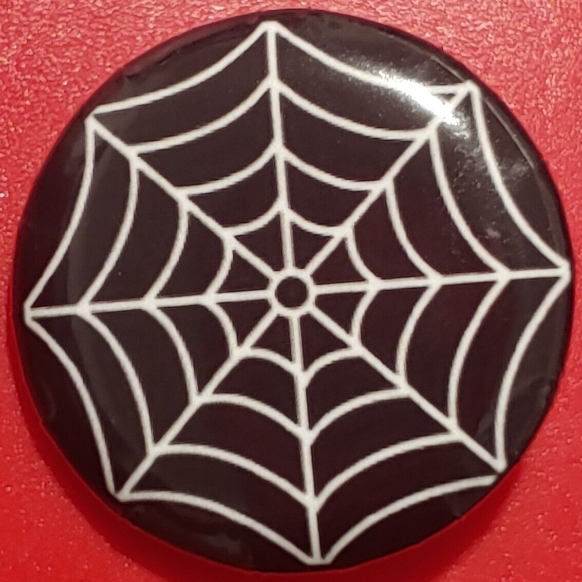 1 Inch Black Spiderweb Pinback Button