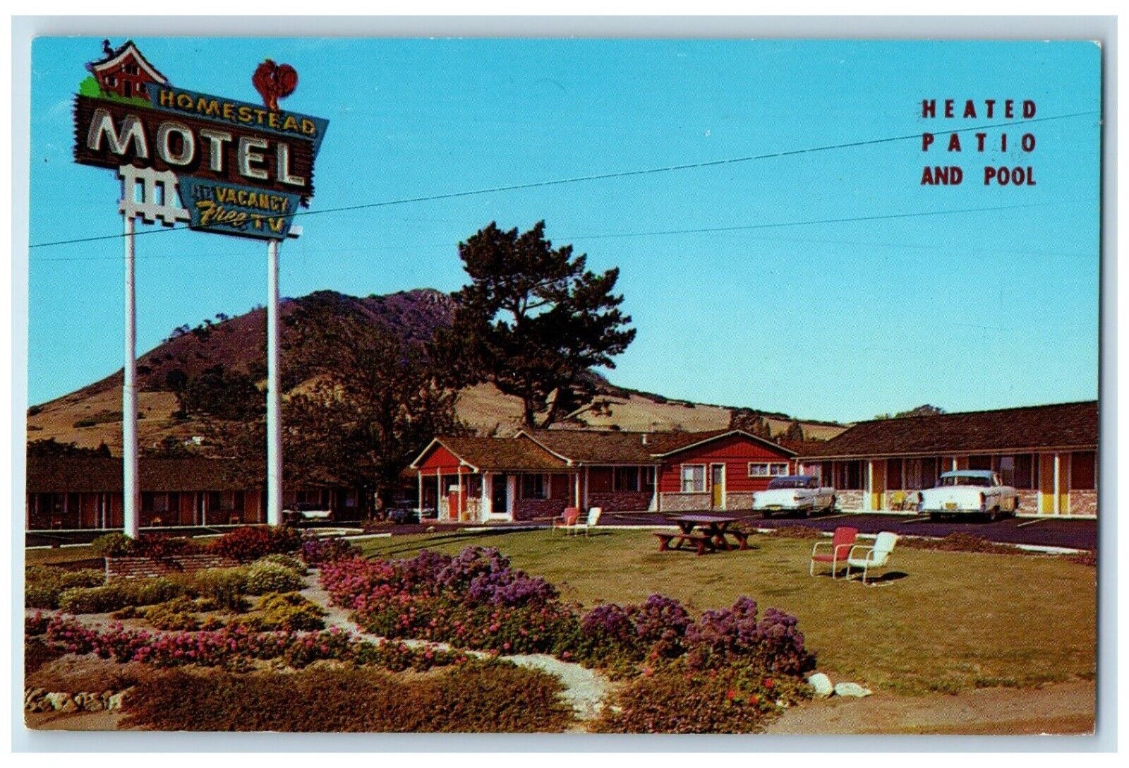 c1950\'s Homestead Motel Cars Flowers San Luis Obispo California CA Postcard