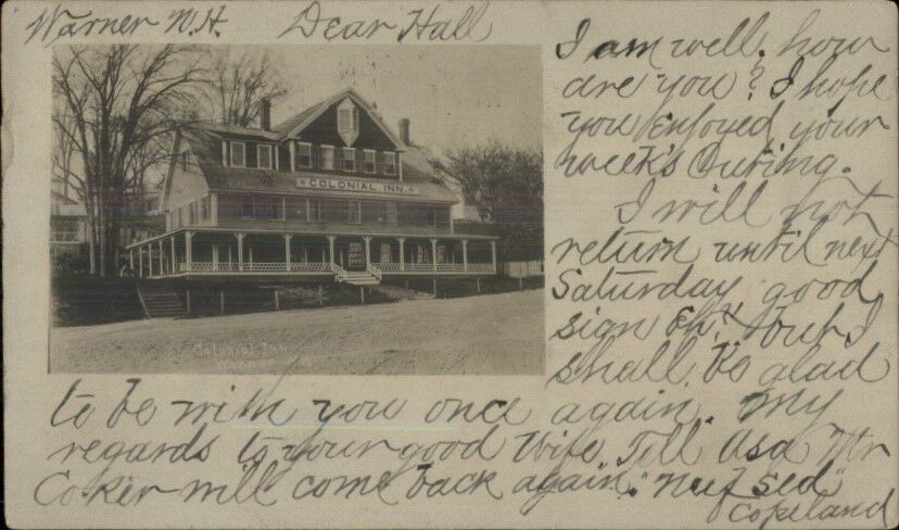Warner NH Colonial Inn 1904 Real Photo Postcard