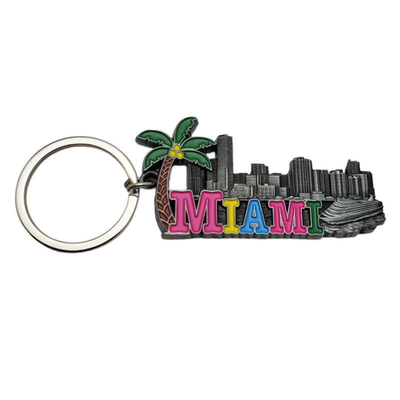 Miami Keychain Car Key Ring Travel Souvenir Gift Metal Florida State America USA