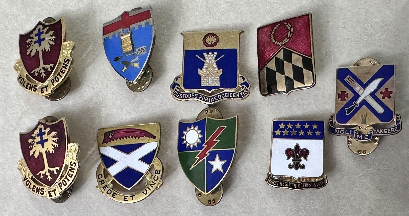 9 Vintage United States Military Badges Pins
