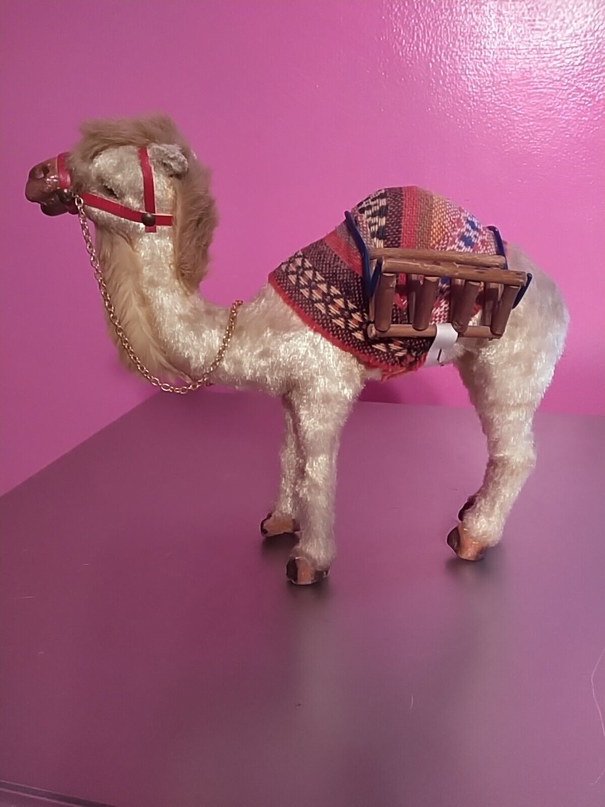 Vintage Real Fur Camel Figurine 10 Inches