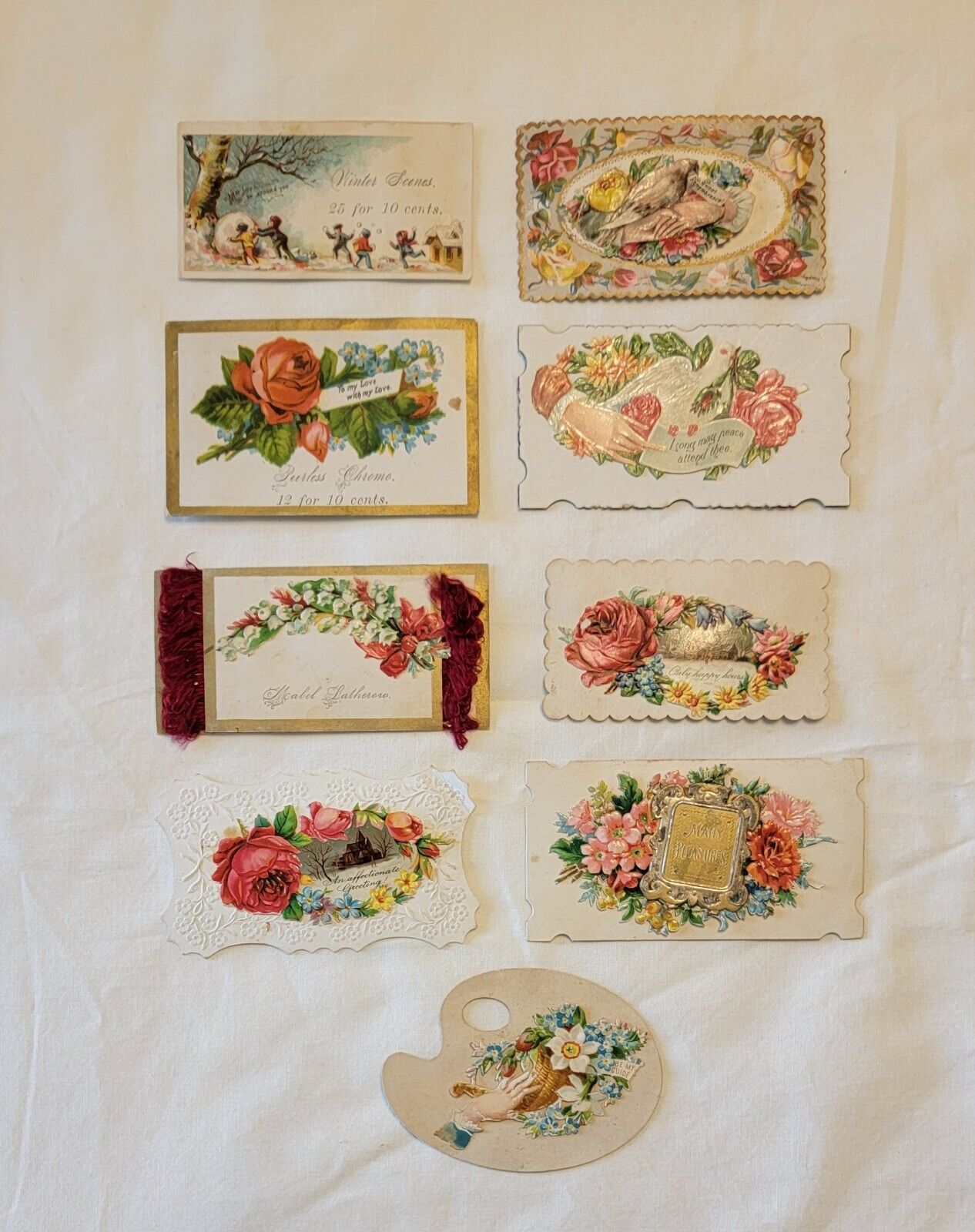 Antique Ephemera Lot of 9 Victorian 19th Century Calling Cards 