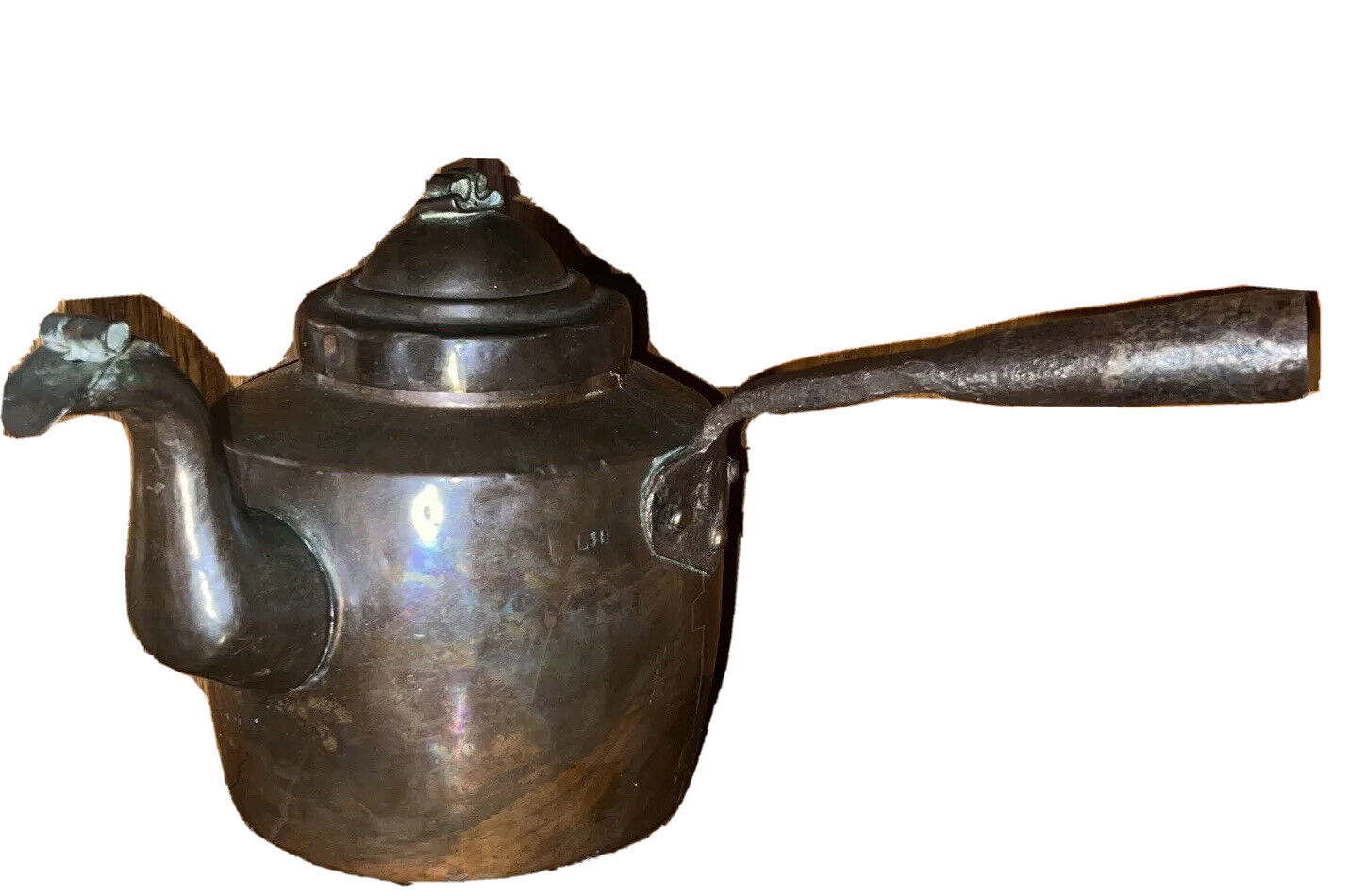antique hand made hand forged copper teapot kettle   farmhouse decor charming