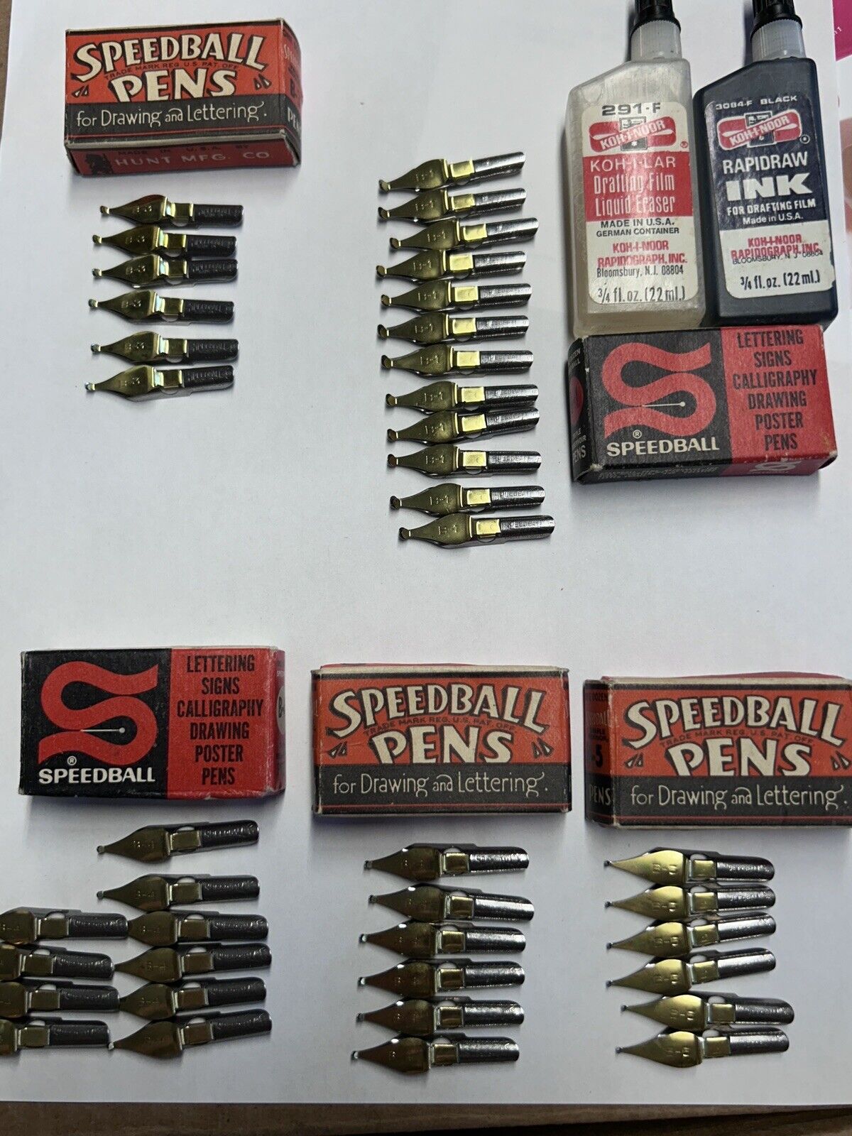 Vintage Speedball Pen Nibs For Drawings and Lettering b1 b3 b4 b5 Sets