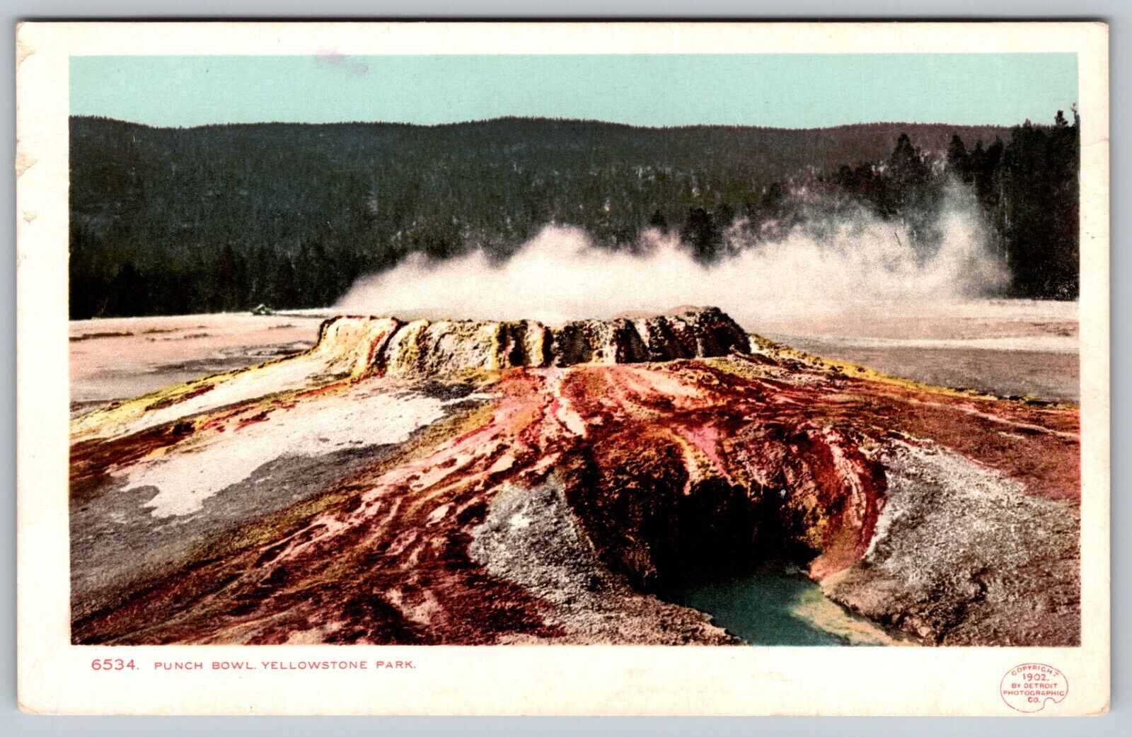 Antique c. 1902 Punch Bowl Geyser Spring Yellowstone National Park WY
