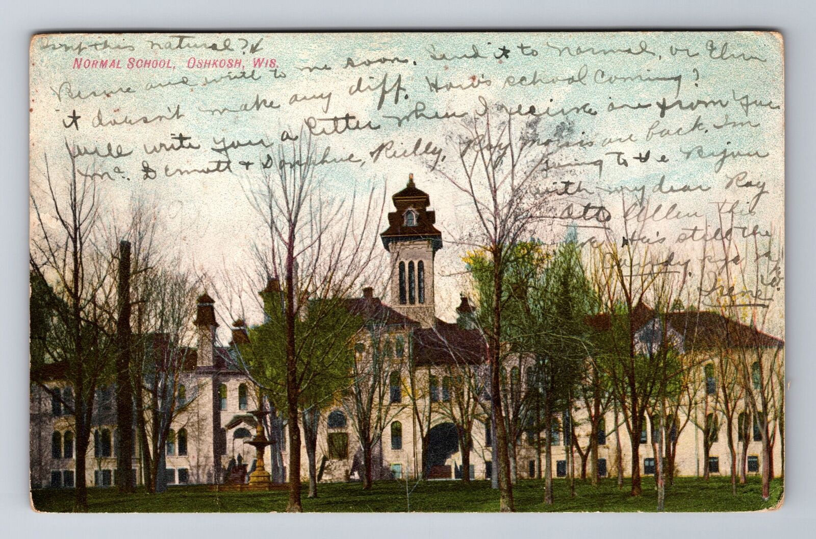 Oshkosh WI-Wisconsin, Normal School, Antique, Vintage c1909 Souvenir Postcard