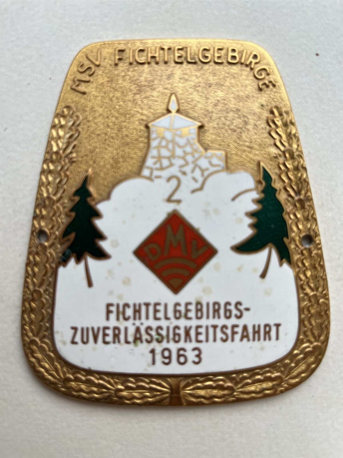 Badge auto car German Rally #693 1963 DMV Fichtelgebirge Zuverlassigkeitsfahrt