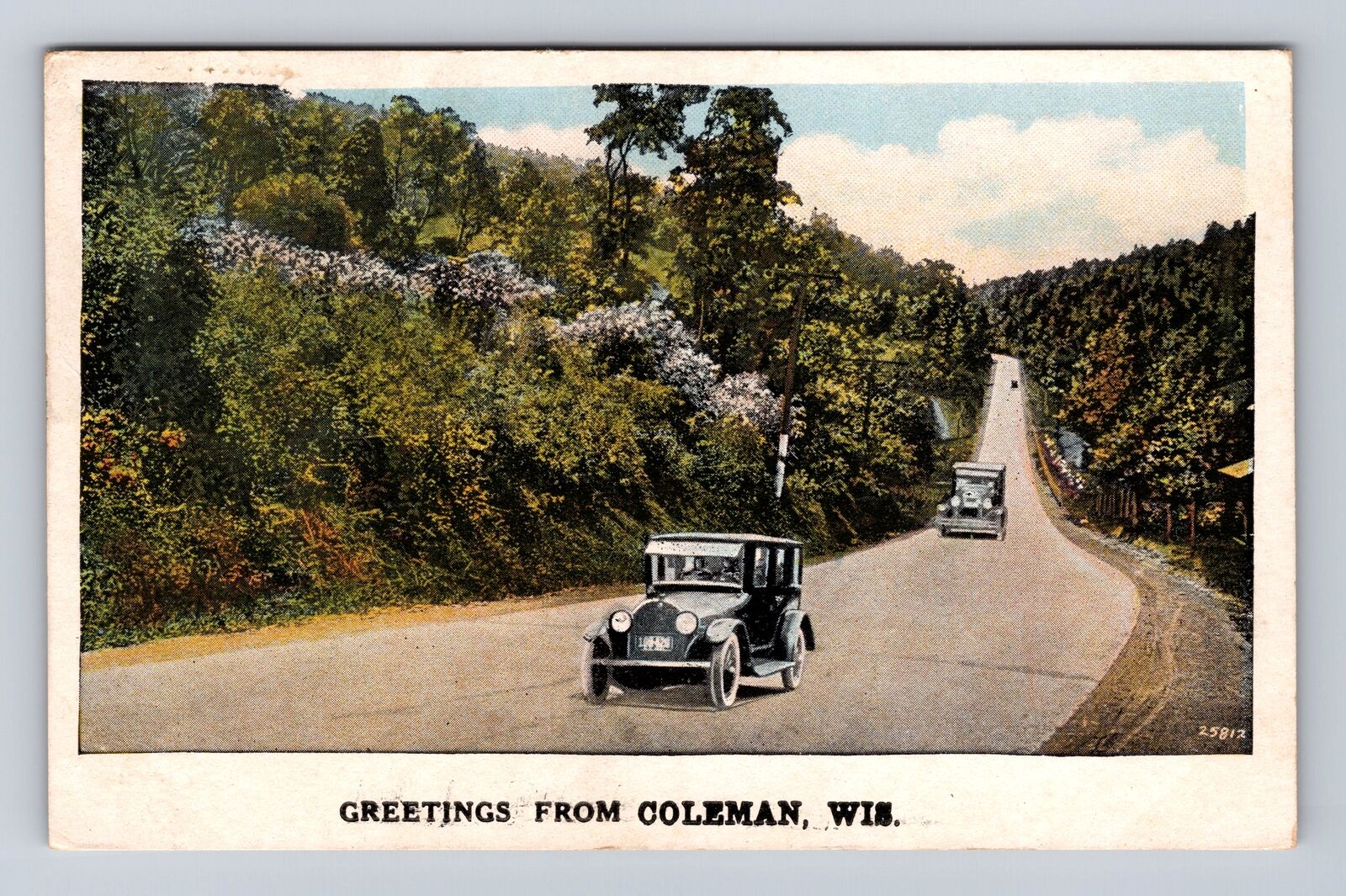 Coleman WI-Wisconsin, Scenic Greetings, Automobiles, Vintage c1931 Postcard