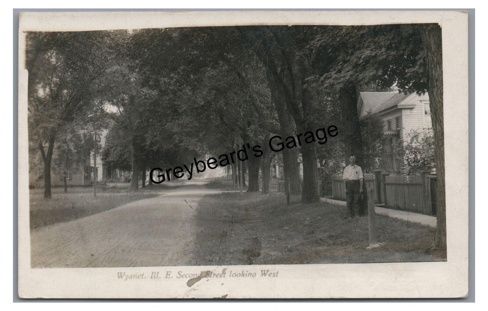 RPPC East 2nd Street Looking West WYANET IL Illinois Real Photo Postcard
