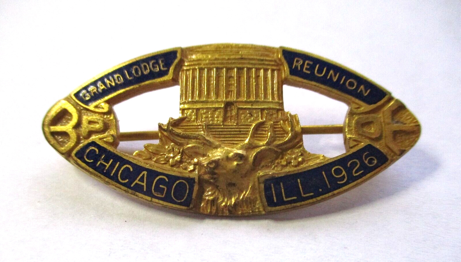 RARE ANTIQUE 1926 CHICAGO ILL. GRAND LODGE REUNION B.P.O. ELKS BADGE MEDAL