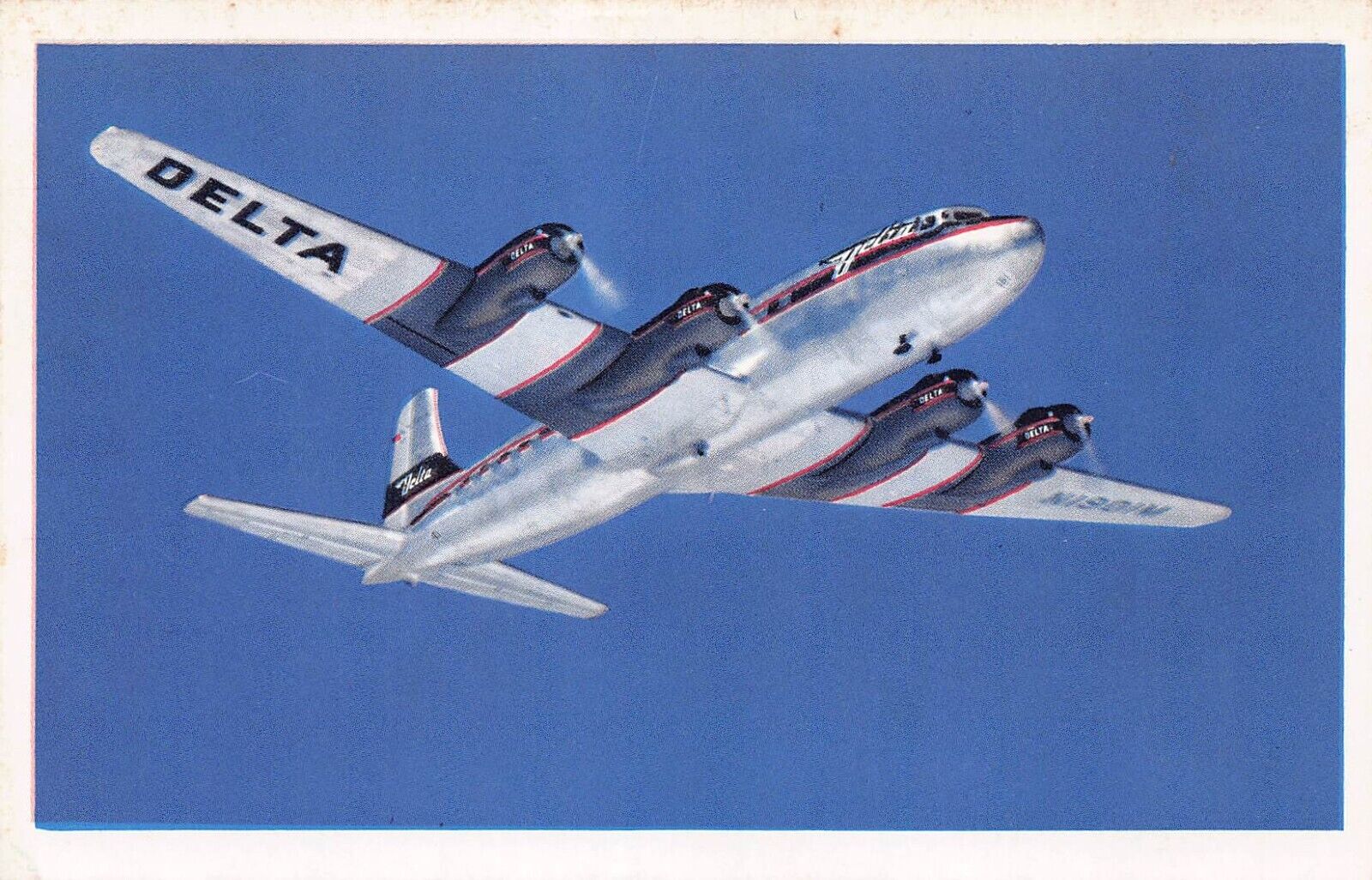 Postcard Delta DC-6 Deltaliner Airplane In Flight B141