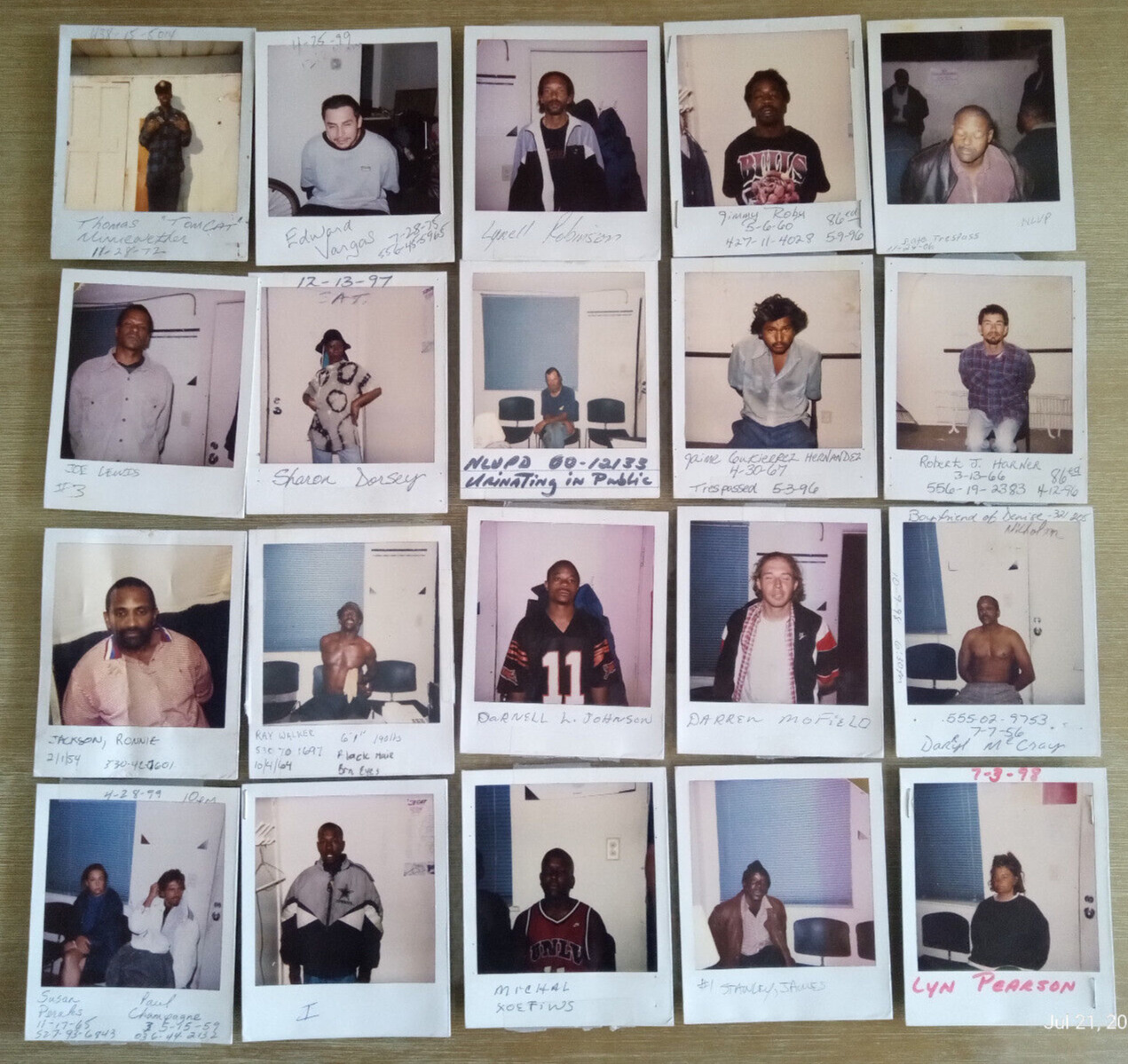 (20) Vintage Polaroid Snapshots -  Mugshot Arrest Photos Gang Prison Lot #3 of 5