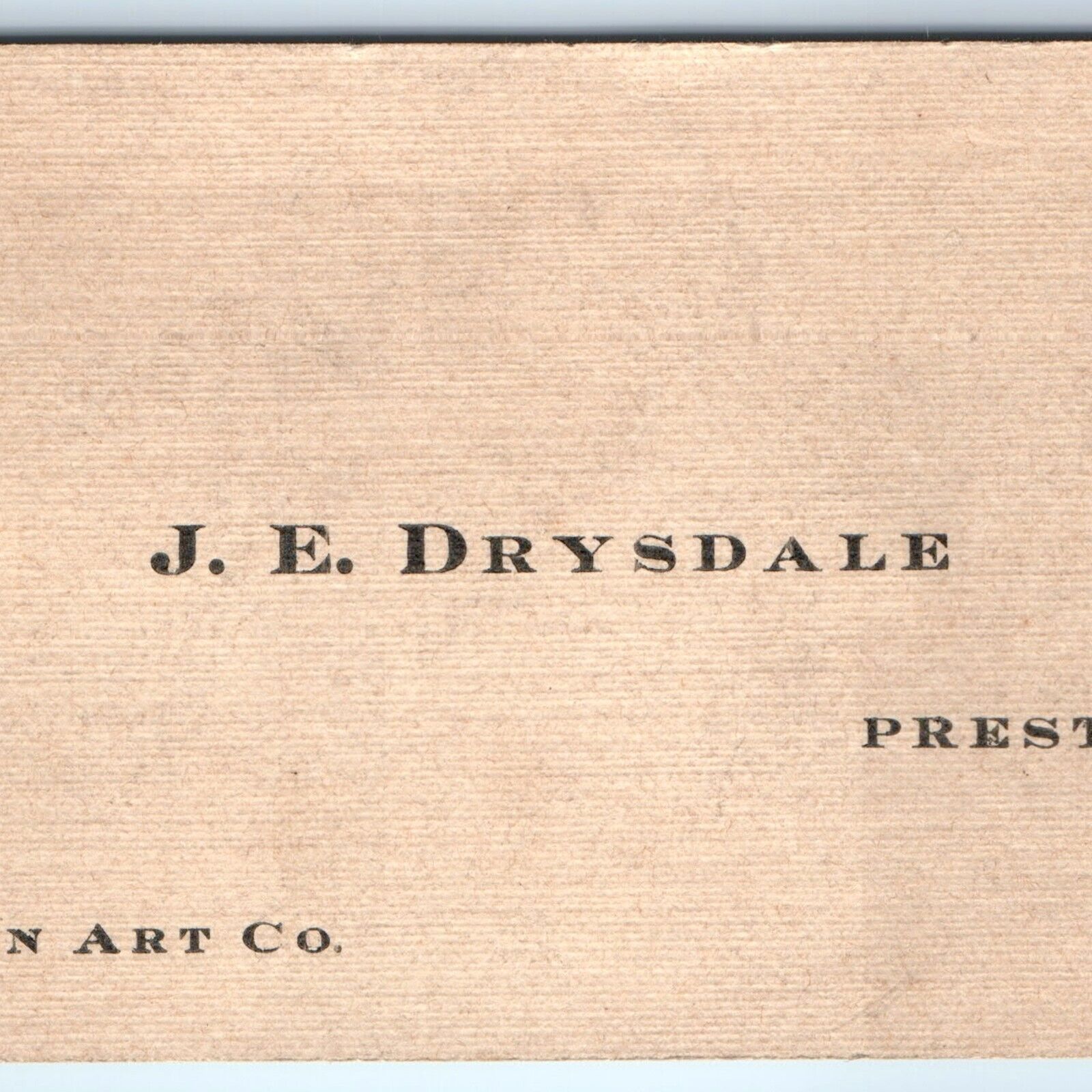 c1910s Preston, Iowa Clinton Art Co. Business Trade Card J.E. Drysdale IA C49