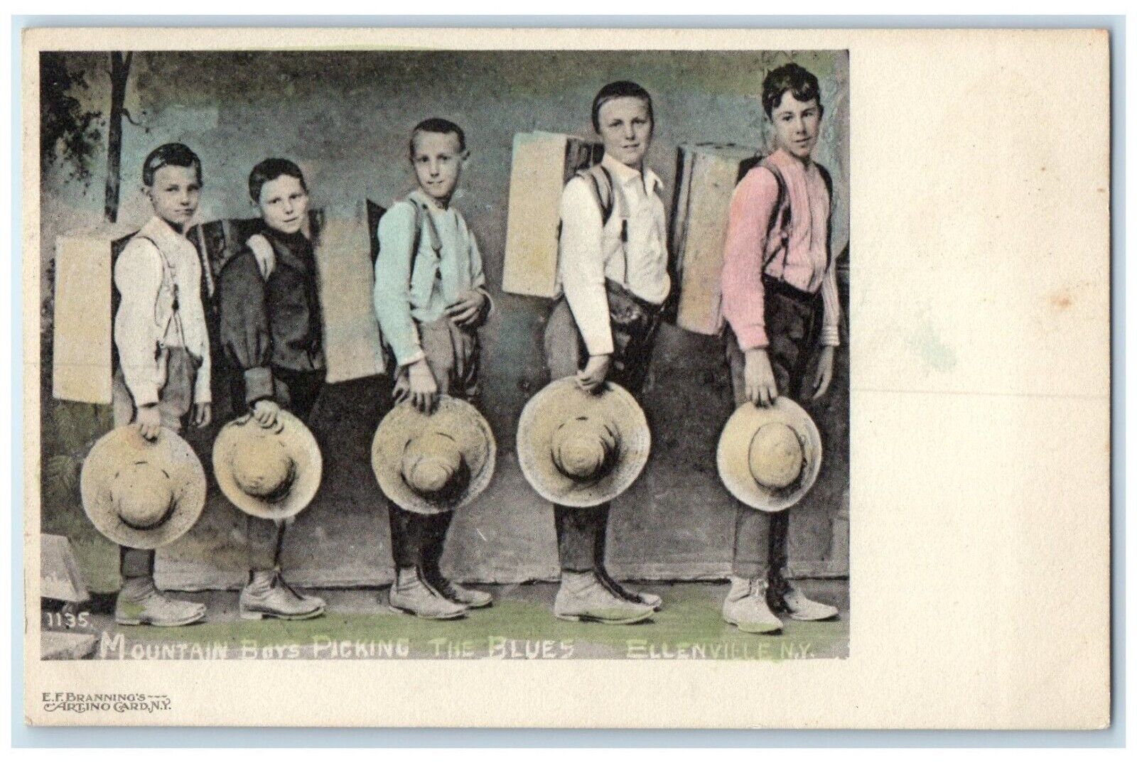 1905 Mountain Boys Picking Blues Ellenville New York NY Antique Vintage Postcard