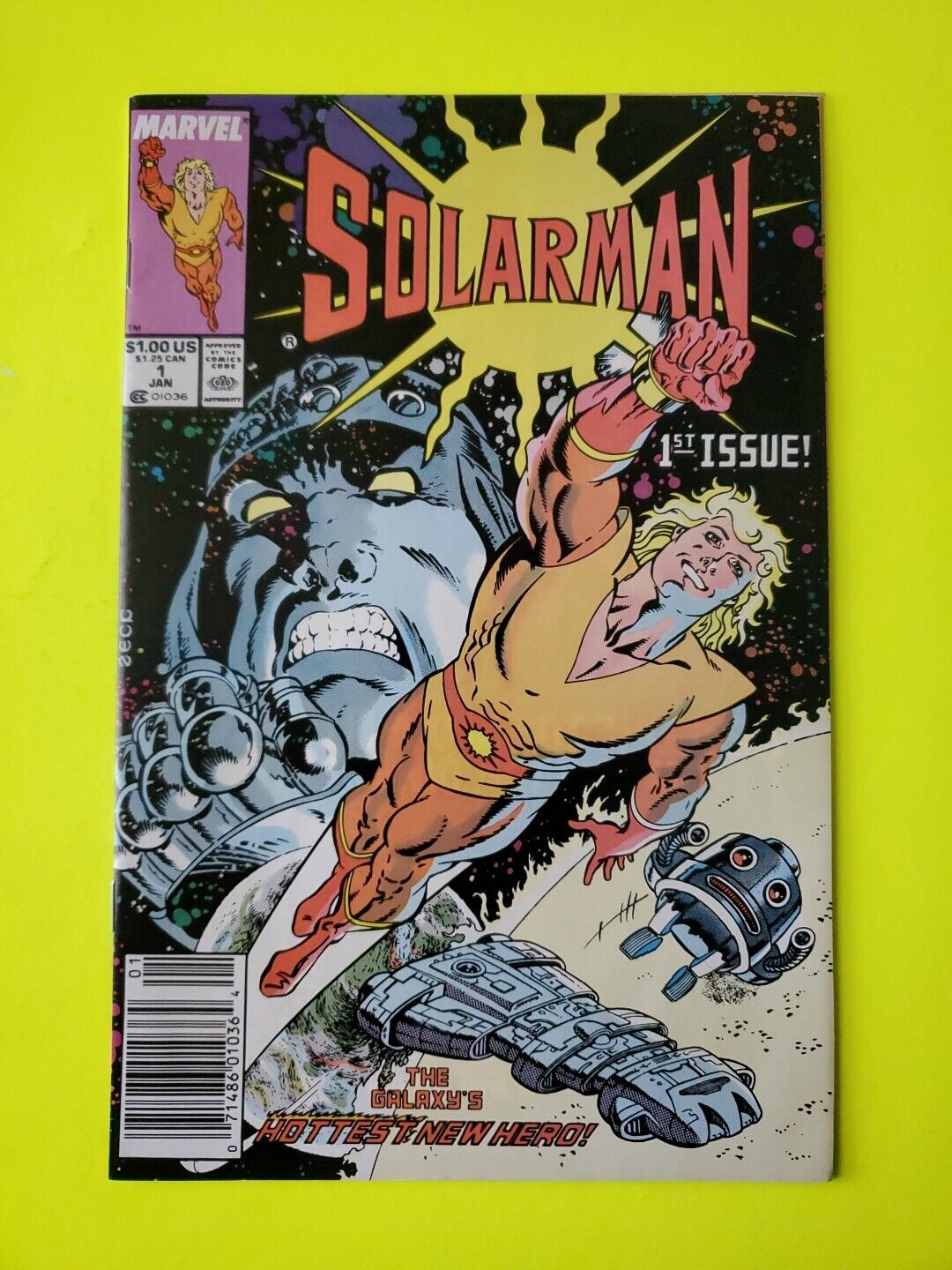 Solarman #1 - 1st Marvel Comics App, Stan Lee, Zeck Cover - Newsstand 1989