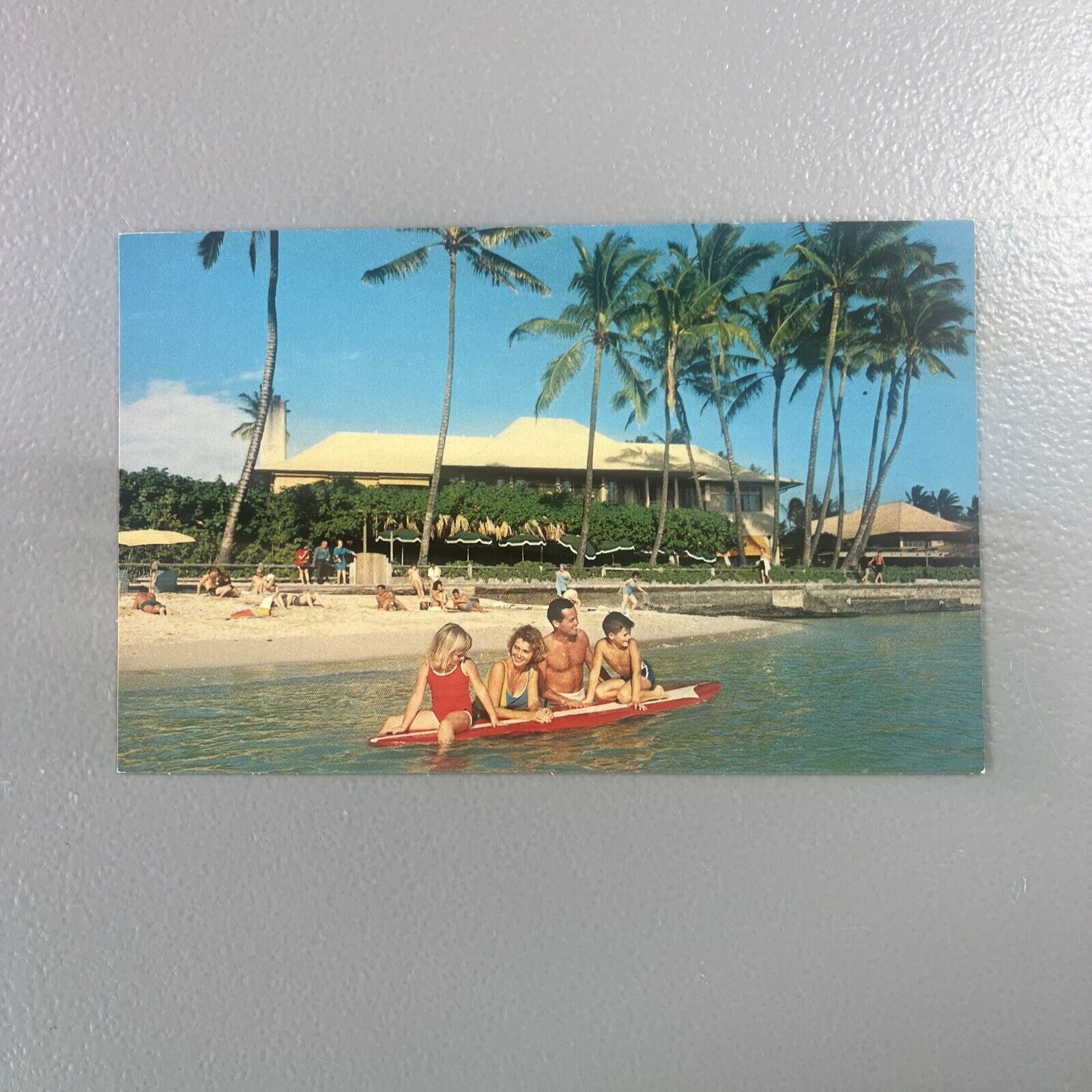Waikiki HI Hawaii Halekulani Cottage Hotel Beach Bathing Scene Chrome Postcard